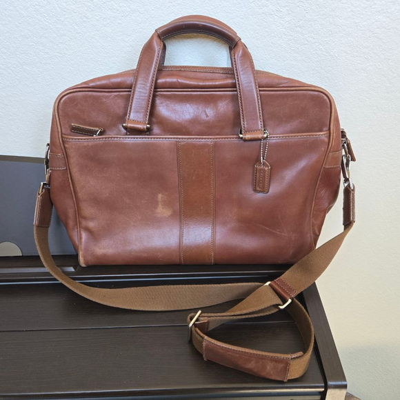Vintage Coach Leather Briefcase Shoulder Bag Brown F05745 - Picture 1 of 12